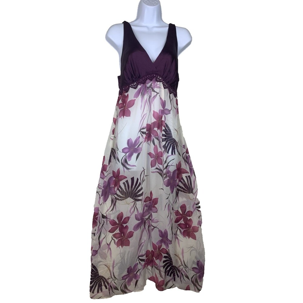 Gilligan O'Malley Women Size S Slip Dress Sheer Purple Nightie Romantic Feminine